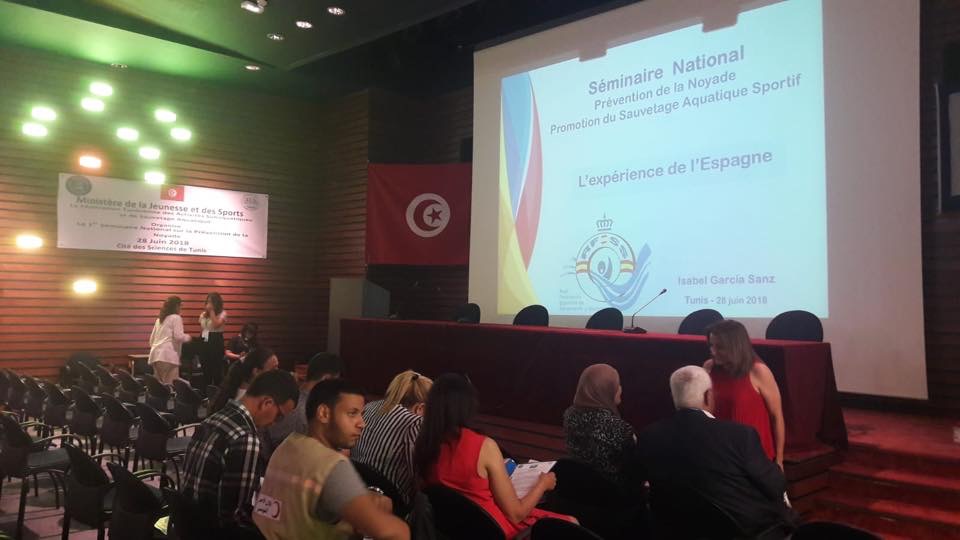 Seminario Nacional sobre la Prevención de Ahogamientos y la Promoción de la Modalidad Deportiva de Salvamento y Socorrismo que organiza la Federación Tunecina de Actividades Subacuáticas y Salvamento 28 de junio de 2018