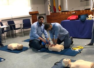 Personal del COE recibe formación en primera intervención y reanimación cardio-pulmonar, Madrid, 9 de mayo de 2019