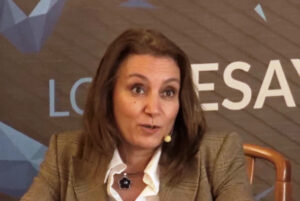 Isabel García Sanz durante su intervención en Los Desayunos de la Asociación de la Prensa Deportiva de Valladolid (APDV). Twitch de la APDV